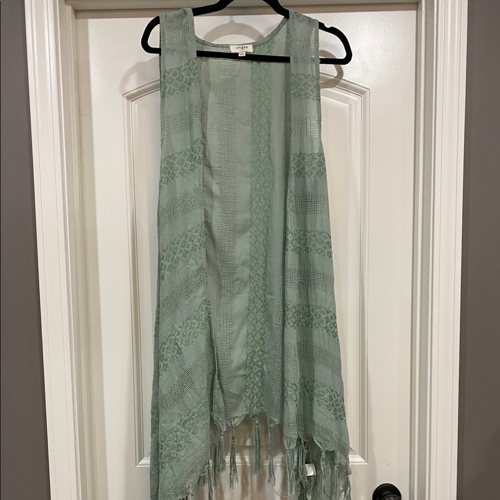 Sage green long vest
